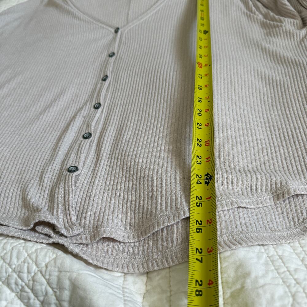 Abercrombie & Fitch Ribbed V-Neck Cardigan Sweater XL Oatmeal Heather Oversized - Picture 10 of 10